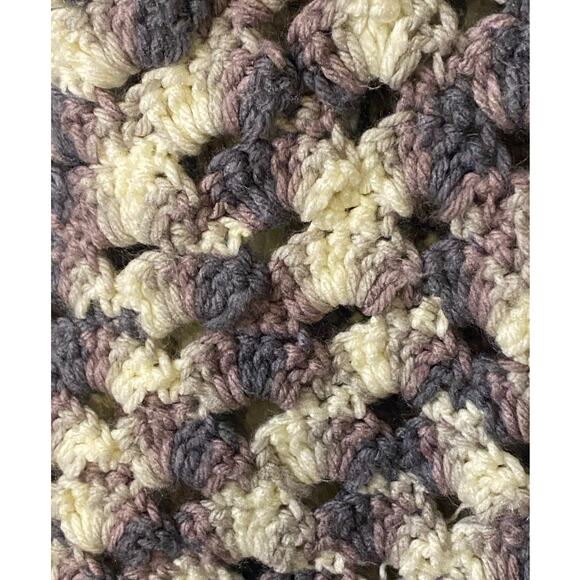 Market Tote‎ Bag Handbag purple, gray Ombre Handmade Crochet Knit beach tote - Picture 4 of 6